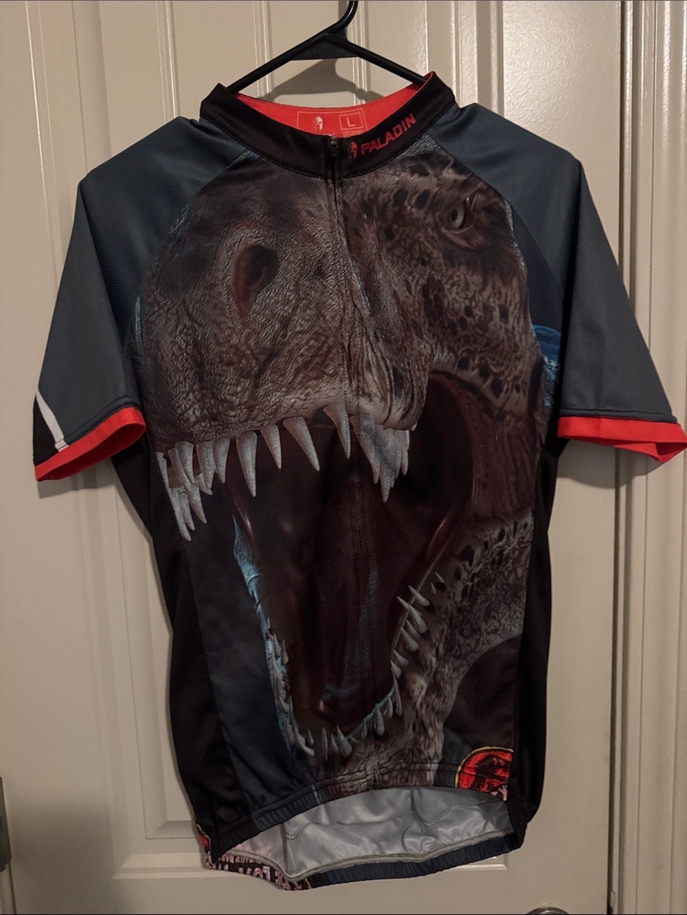 Black & Gray T-Rex Graphic Men's Cycling Jersey